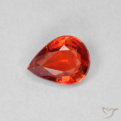 0.37ct طبيعي أحمر لامع زفير, شكل الكمثرى, قليلا جدا