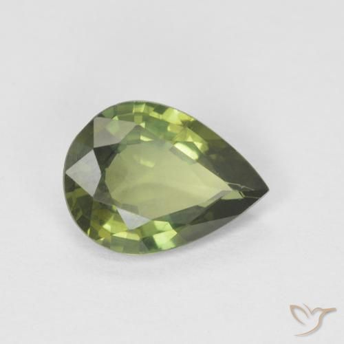 1.18ct طبيعي أخضر الغابات زفير, شكل الكمثرى, قليلا جدا