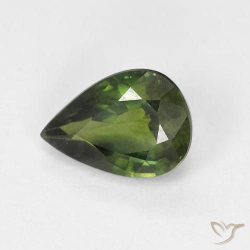 1.03ct طبيعي أخضر الغابات زفير, شكل الكمثرى, قليلا جدا