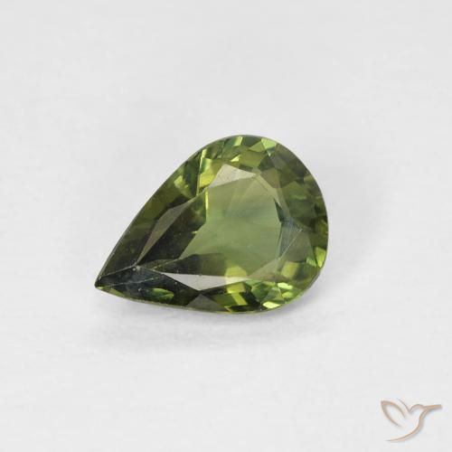 0.69ct طبيعي أخضر مصفر زفير, شكل الكمثرى, قليلا جدا