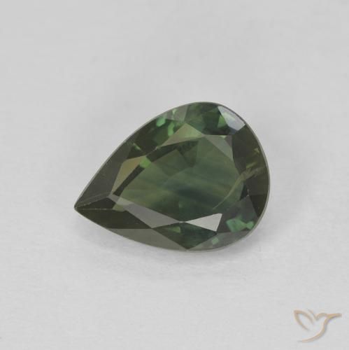 1.38ct طبيعي أخضر غامق زفير, شكل الكمثرى, قليلا جدا