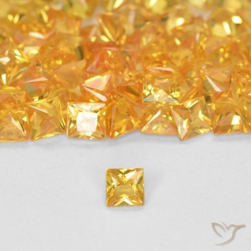 0.07ct طبيعي ذهبى-برتقالى زفير, مربع, قليلا جدا