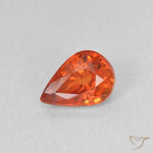 0.58ct طبيعي برتقالى محمر زفير, شكل الكمثرى, قليلا جدا