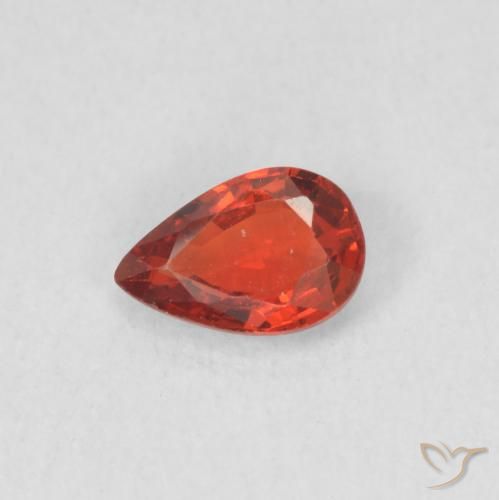 0.42ct طبيعي أحمر كثيف زفير, شكل الكمثرى, قليلا جدا