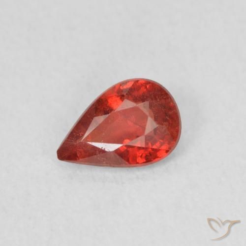 0.43ct طبيعي أحمر قرمزى لامع زفير, شكل الكمثرى, قليلا جدا