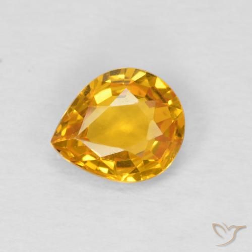 0.61ct طبيعي Medium Light Orange-Gold زفير, شكل الكمثرى, قليلا جدا, Photo A