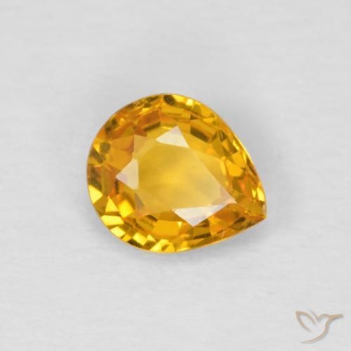 زفير Medium Light Orange-Gold طبيعي، شكل الكمثرى، 0.61 قيراط، قليلا جدا