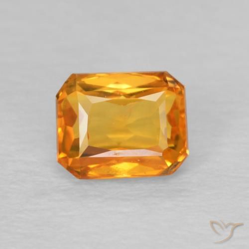 0.68ct طبيعي برتقالى متوسط زفير, قص الزمرد, قليلا جدا