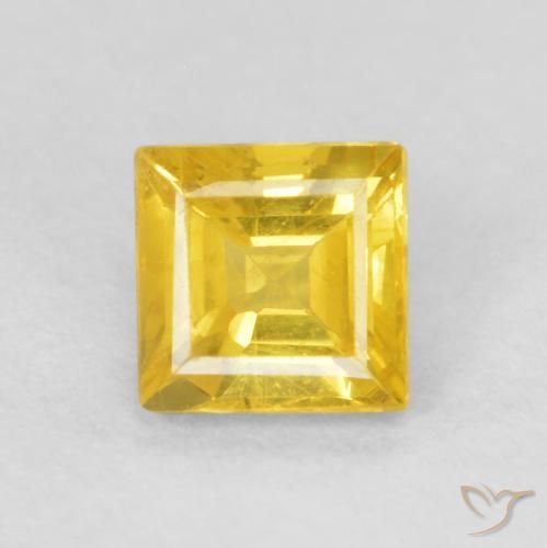 0.59ct طبيعي أصفر عسلى زفير, مربع, قليلا جدا