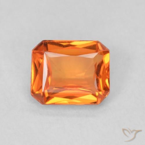 0.54ct طبيعي برتقالى نارى زفير, قص الزمرد, قليلا جدا