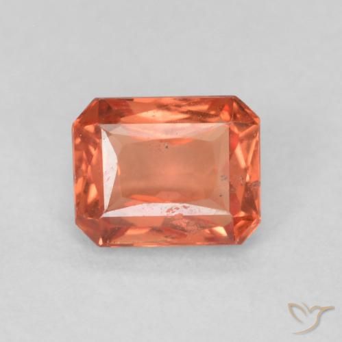0.59ct طبيعي أحمر برتقالي زفير, قص الزمرد, VS-SI