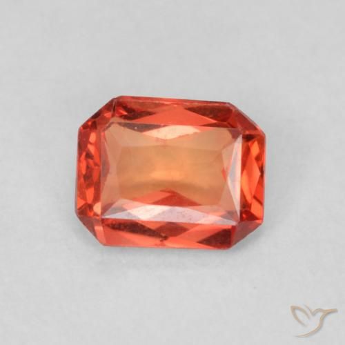 0.49ct طبيعي برتقالى محمر زفير, قص الزمرد, قليلا جدا