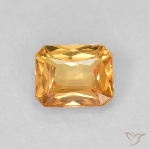 0.48ct طبيعي ذهبى-برتقالى غامق زفير, قص الزمرد, VVS-VS