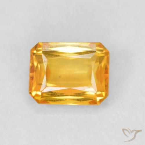 0.66ct طبيعي ذهبى-برتقالى داكن زفير, قص الزمرد, قليلا جدا