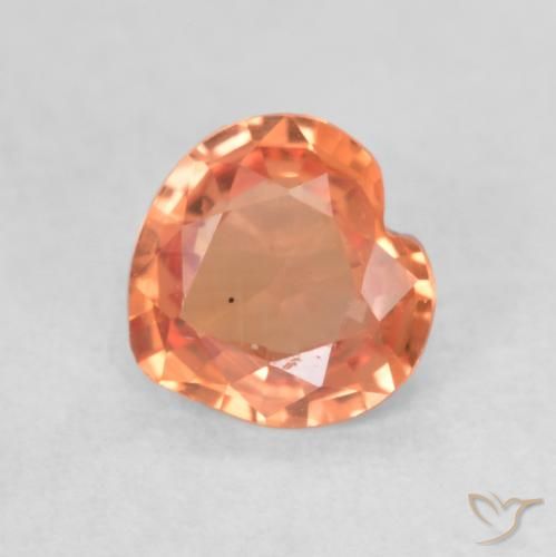 0.41ct طبيعي أحمر برتقالى لامع زفير, قلب, VVS