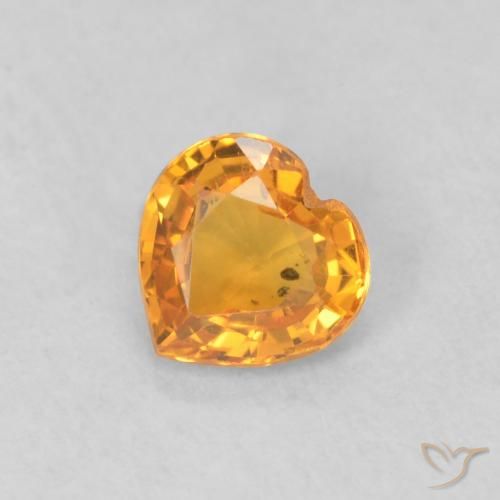 0.40ct طبيعي برتقالى كثيف زفير, قلب, قليلا جدا