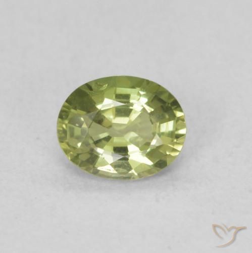 0.39ct طبيعي أخضر أصفر زفير, بيضوي, قليلا جدا