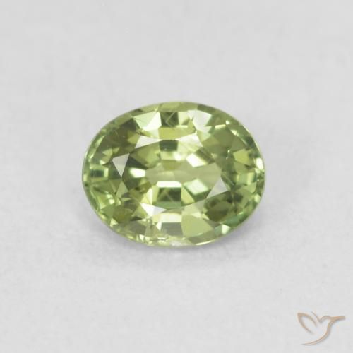 0.42ct طبيعي أخضر مصفر زفير, بيضوي, قليلا جدا