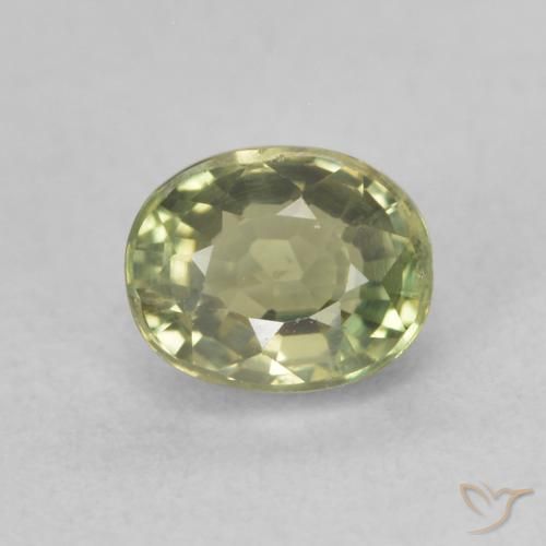 0.76ct طبيعي أخضر أصفر زفير, بيضوي, قليلا جدا