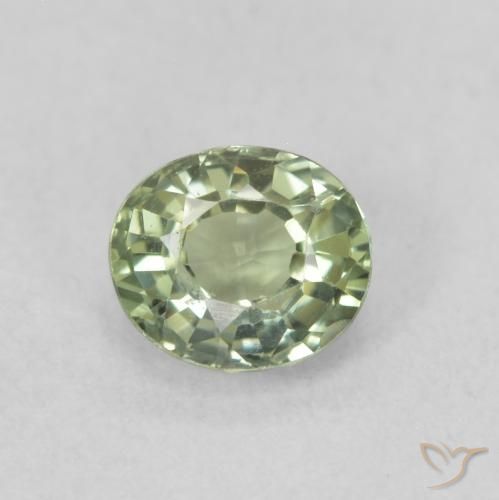 0.58ct طبيعي أخضر ترابى زفير, بيضوي, VVS, Photo A