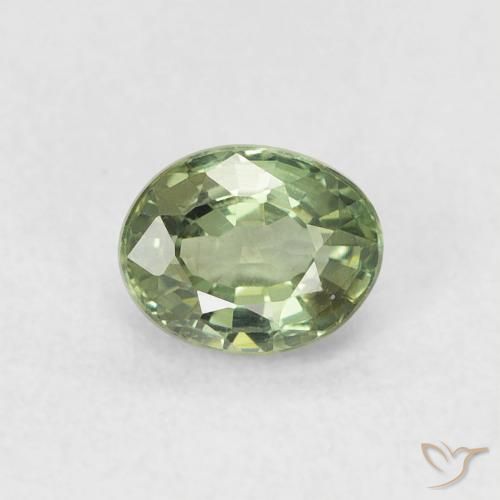 0.62ct طبيعي أخضر رمادى زفير, بيضوي, VVS