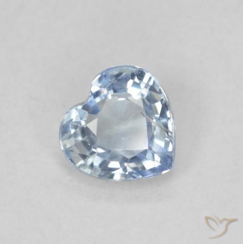 0.49ct طبيعي أبيض مزرق زفير, قلب, قليلا جدا