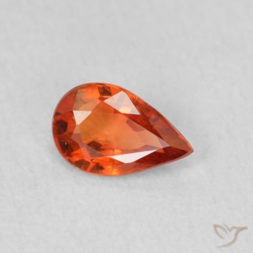 0.44ct طبيعي برتقالى غامق زفير, شكل الكمثرى, قليلا جدا