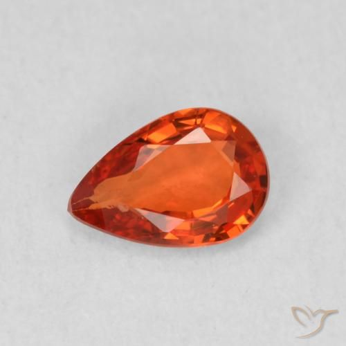 0.49ct طبيعي برتقالى محمر زفير, شكل الكمثرى, قليلا جدا, Photo A