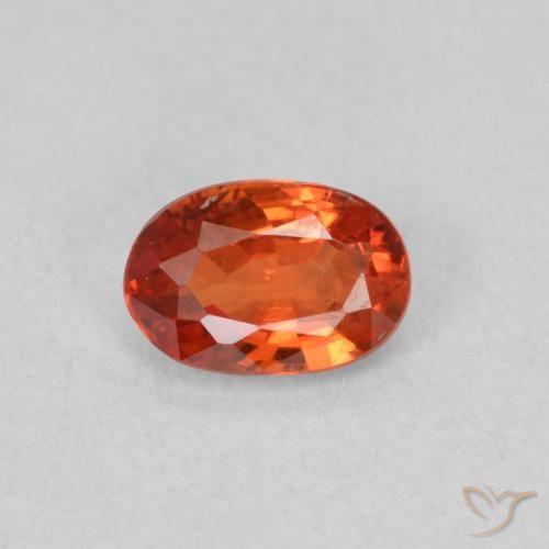 0.57ct طبيعي برتقالى محمر زفير, بيضوي, قليلا جدا