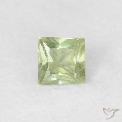 0.18ct طبيعي أخضر أصفر فاتح زفير, مربع, قليلا جدا