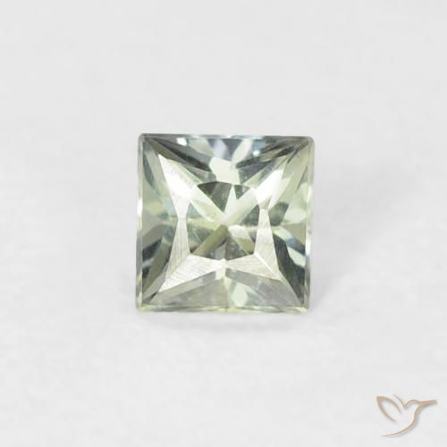 0.19ct طبيعي أخضر باهت زفير, مربع, قليلا جدا
