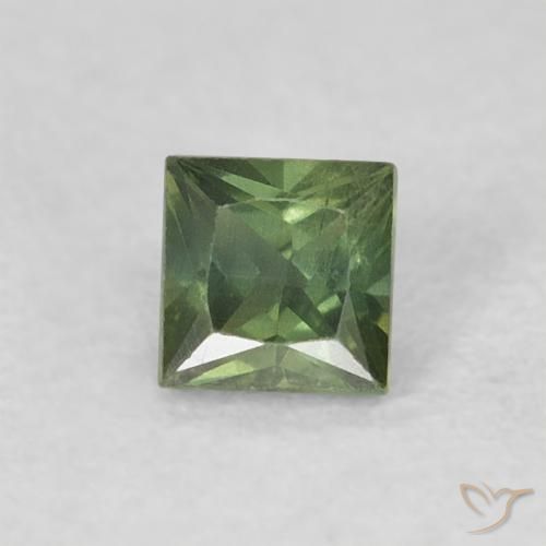 0.33ct طبيعي أخضر ترابى زفير, مربع, قليلا جدا