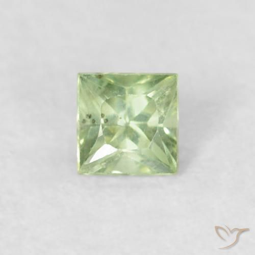 0.18ct طبيعي أخضر أصفر فاتح زفير, مربع, قليلا جدا