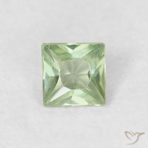 0.19ct طبيعي أخضر أصفر فاتح زفير, مربع, قليلا جدا