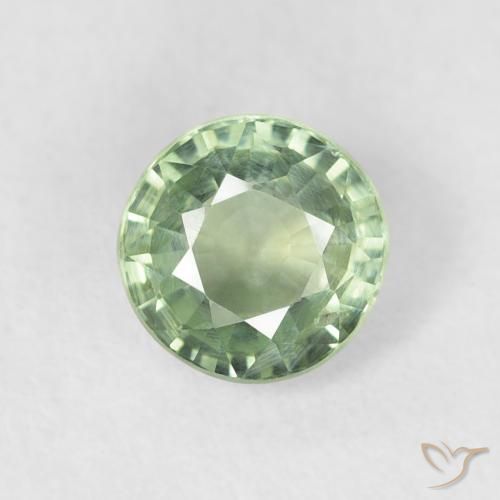 0.75ct طبيعي أخضر مريمية فاتح زفير, دائري, قليلا جدا