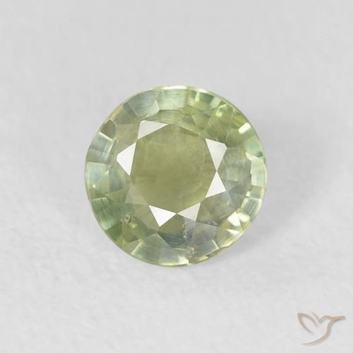 0.63ct طبيعي أخضر زيتوني زفير, دائري, قليلا جدا