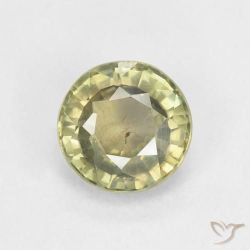 0.86ct طبيعي أخضر مصفر زفير, دائري, قليلا جدا