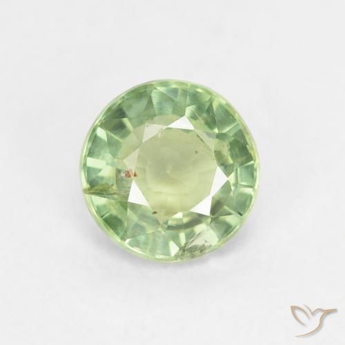 0.82ct طبيعي أخضر أصفر زفير, دائري, قليلا جدا