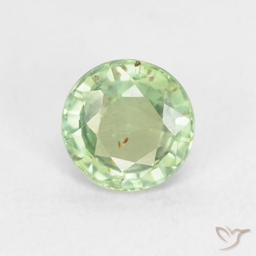 0.81ct طبيعي أخضر مصفر فاتح زفير, دائري, قليلا جدا