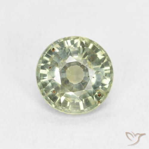 0.83ct طبيعي أخضر باهت زفير, دائري, قليلا جدا