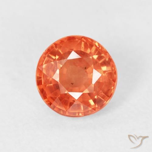 0.87ct طبيعي برتقالى محمر زفير, دائري, قليلا جدا