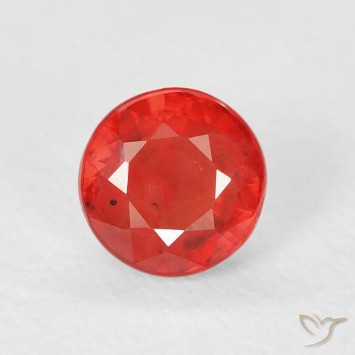 0.82ct طبيعي أحمر لامع زفير, دائري, قليلا جدا