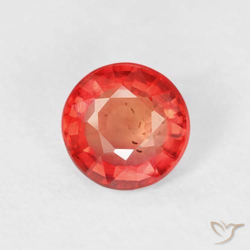 0.61ct طبيعي أحمر لامع زفير, دائري, قليلا جدا