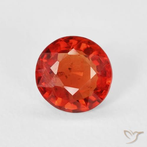 0.62ct طبيعي برتقالى أحمر كثيف زفير, دائري, قليلا جدا