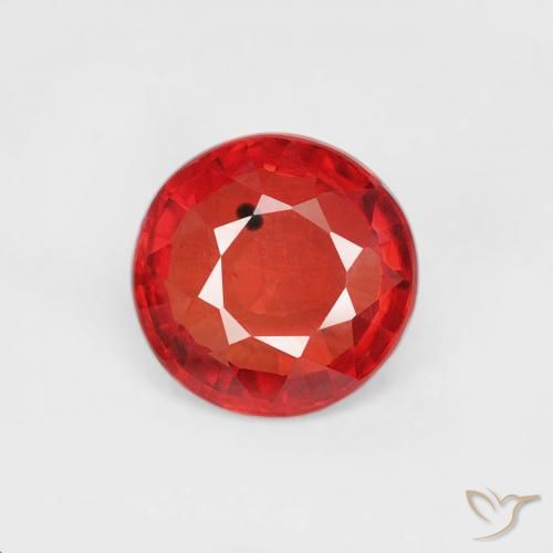 0.73ct طبيعي أحمر لامع زفير, دائري, قليلا جدا