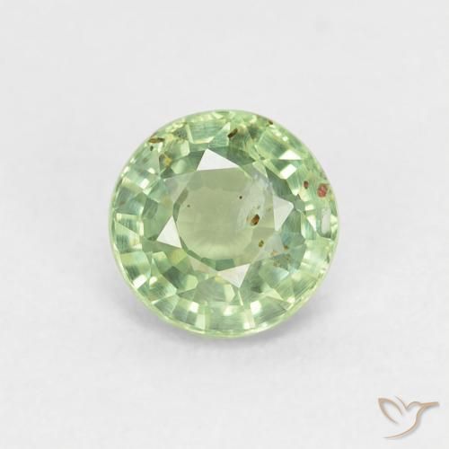 0.98ct طبيعي أخضر أصفر فاتح زفير, دائري, قليلا جدا