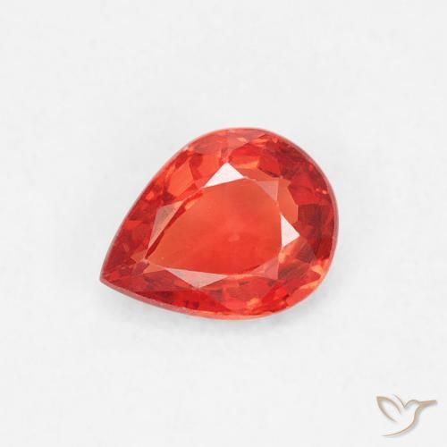 0.41ct طبيعي برتقالى-أحمر قرمزى لامع زفير, شكل الكمثرى, VVS-VS