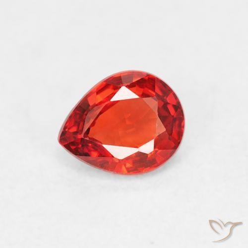 0.42ct طبيعي برتقالى-أحمر قرمزى لامع زفير, شكل الكمثرى, VVS-VS