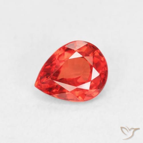 0.43ct طبيعي برتقالى-أحمر قرمزى لامع زفير, شكل الكمثرى, VVS-VS