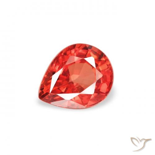 0.49ct طبيعي أحمر كثيف زفير, شكل الكمثرى, قليلا جدا